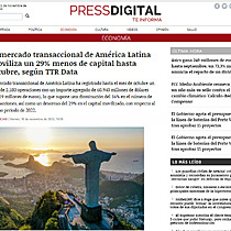 El mercado transaccional de Amrica Latina moviliza un 29% menos de capital hasta octubre, segn TTR Data